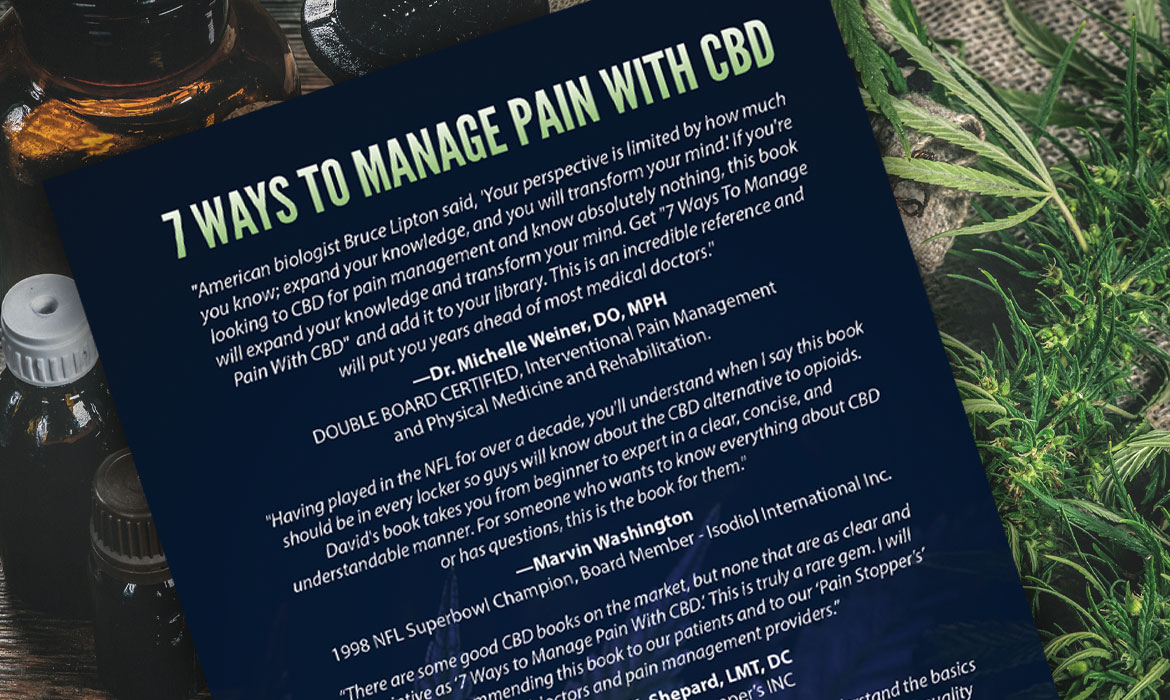 New Back Cover of David Anthony Schroeder's Book,  ways To manage Pain With CBD.